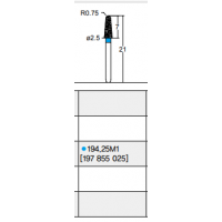 Osung Crown Posterior/ Labial, Axial, Lingual Axial Reduction and Margin Chamfer (Taper) FG Shank 194-25M1 (197 855 025) Medium Grit Diamond Bur 5/PK