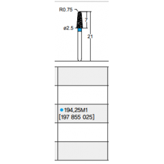 Osung Crown Posterior/ Labial, Axial, Lingual Axial Reduction and Margin Chamfer (Taper) FG Shank 194-25M1 (197 855 025) Medium Grit Diamond Bur 5/PK