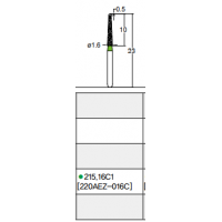 Osung Etcetera Endo Z Bur FG Shank 215-16C1 (220AEZ-016C) Coarse Grit Diamond Bur 5/PK