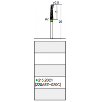 Osung Etcetera Endo Z Bur FG Shank 215-20C1 (220AEZ-020C) Coarse Grit Diamond Bur 5/PK