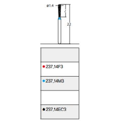 Osung Crown Posterior/ Occlusal Reduction Pear FG Shank 237-14M3 Medium Grit Diamond Bur 5/PK