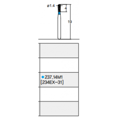 Osung Etcetera Pear FG Shank 237-14M1 (234EX-31) Medium Grit Diamond Bur 5/PK
