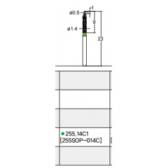 Osung Etcetera Safety/ Gingival FG Shank 255-14C1 (255SOP-014C) Coarse Grit Diamond Bur 5/PK