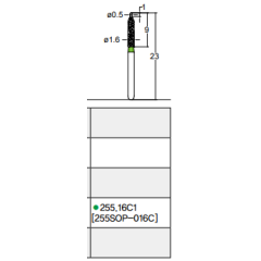 Osung Etcetera Safety/ Gingival FG Shank 255-16C1 (255SOP-016C) Coarse Grit Diamond Bur 5/PK