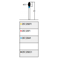 Osung Crown Anterior/ Lingual Reduction football FG Shank 257-25F1 ( 368-025F ) Fine Grit Diamond Bur 5/PK