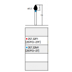 Osung Crown Anterior/ Lingual Reduction Flame FG Shank 257-32M1 (257FO-27) Medium Grit Diamond Bur 5/PK