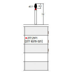 Osung Crown Anterior/ Lingual Reduction Egg FG Shank 277-21F1 (277 8379 021) Fine Grit Diamond Bur 5/PK