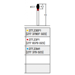 Osung Crown Anterior/ Lingual Reduction Egg FG Shank 277-23M1 (277 379 023) Medium Grit Diamond Bur (368-023M) 5/PK