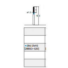 Osung Crown Anterior/ Labial, Axial, Lingual Axial Reduction and Margin Sloped Shoulder (Taper) FG Shank 284-12M1S (288SO-S20) Medium Grit Diamond Bur 5/PK