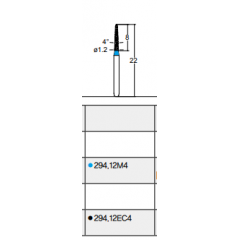 Osung Crown Anterior/ Labial, Axial, Lingual Axial Reduction and Margin Sloped Shoulder (Taper) FG Shank 294-12EC4 Extra Coarse (Super Coarse) Grit Diamond Bur 5/PK