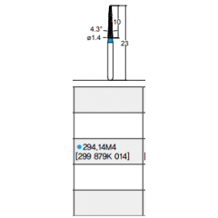 Osung Crown Anterior/ Labial, Axial, Lingual Axial Reduction and Margin Sloped Shoulder (Taper) FG Shank 294-14M4 (299 879K 014) Medium Grit Diamond Bur 5/PK