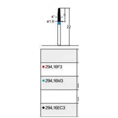 Osung Crown Anterior/ Labial, Axial, Lingual Axial Reduction and Margin Sloped Shoulder (Taper) FG Shank 294-16EC3 Extra Coarse (Super Coarse) Grit Diamond Bur 5/PK
