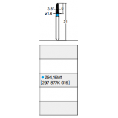 Osung Crown Anterior/ Labial, Axial, Lingual Axial Reduction and Margin Sloped Shoulder (Taper) FG Shank 294-16M1 (297 877K 016) Medium Grit Diamond Bur 5/PK