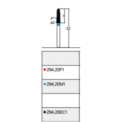 Osung Crown Anterior/ Labial, Axial, Lingual Axial Reduction and Margin Sloped Shoulder (Taper) FG Shank 294-20F1 Fine Grit Diamond Bur 5/PK