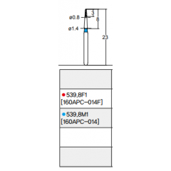 Osung Etcetera End Proximal Safety Cutting FG Shank 539-8M1 (160APC-014) Medium Grit Diamond Bur 5/PK