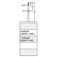Osung Etcetera End Proximal Safety Cutting FG Shank 539-8M2 (160APC-016) Medium Grit Diamond Bur 5/PK