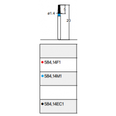 Osung Crown Anterior/ Depth Orientation Flat Round (Taper) FG Shank 584-14M1 Medium Grit Diamond Bur 5/PK