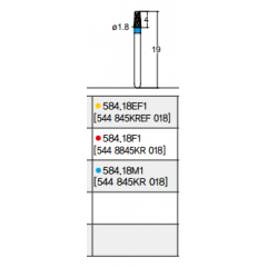 Osung Inlay Flat Round (Taper) FG Shank 584-18EF1 (544 845KREF 018) Extra Fine (Super Fine) Grit Diamond Bur 5/PK