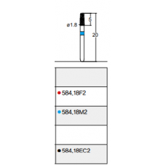 Osung Crown Anterior/ Depth Orientation Flat Round (Taper) FG Shank 584-18M2 Medium Grit Diamond Bur 5/PK