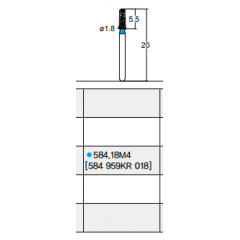 Osung Inlay Flat Round (Taper) FG Shank 584-18M4 (584 959KR 018) Medium Grit Diamond Bur 5/PK