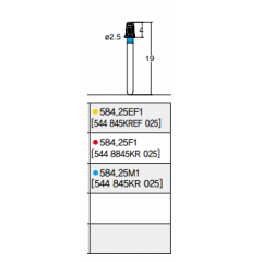 Osung Inlay Flat Round (Taper) FG Shank 584-25EF1 (544 845KREF 025) Extra Fine (Super Fine) Grit Diamond Bur 5/PK