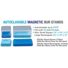  Premium Plus Autoclavable Magnetic Bur Stand (1 pc) - Small Square without Cover, 8 holes