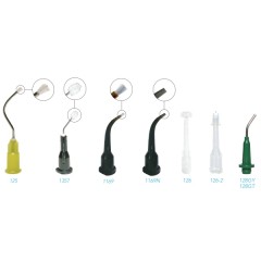 PacDent Delivery Tips- Pre-bent needle tip w/TEAL I/O connection, green, 100/pk