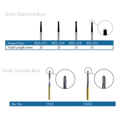 PacDent Endo Burs- Diamond 3/pk 802L-012