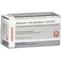 Septocaine Articaine 4% with Epinephrine 1:200,000, 1.7 mL (Rx), 50 cartridges/bx