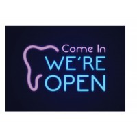 Sherman Dental WE'RE OPEN NEON SIGN POSTCARD