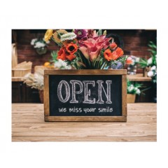 Sherman Dental WE'RE OPEN CHALKBOARD ON TABLE POSTCARD