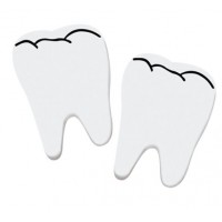 Sherman Dental 2" WHITE TOOTH SHAPE ERASERS