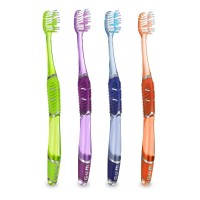 SUNSTAR GUM ADULT TOOTHBRUSH - Technique Toothbrush , Deep Clean , Soft Bristles , Compact Head , Assorted Colors: Green , Blue , Purple