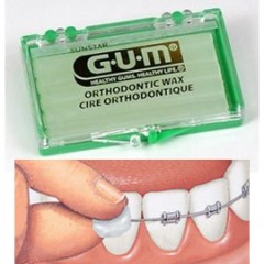 Sunstar GUM Orthodontic Wax - Mint, with Vitamin E & Aloe 24/Bx. Adheres to orthodontic appliances to help