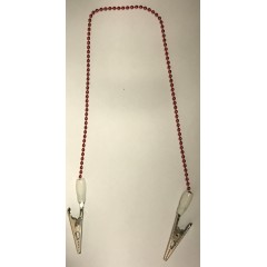 TMG Bib Clip ( Bib Holder / Napkin Holder )  chain-type 14"  White / Red Chain