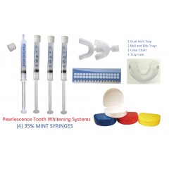 Pearlescence Teeth Whitening System 35% Mint Carbamide Peroxide 4 Syringe Kit with Trays and Case