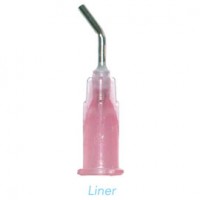 TM Global Pre-Bent Dispensing Tips Pink, ( Pre bent Liners & Bases tips ) 18GA 100/bag