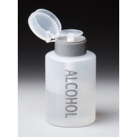 Tech-Med Liquid Push Down Alcohol Dispenser- Clear Bottle- Labeled - 9 Oz Bottle