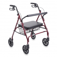 Drive Medical Heavy-Duty Bariatric Rollator with LargePadded Seat and 8-Inch Wheels in Red 